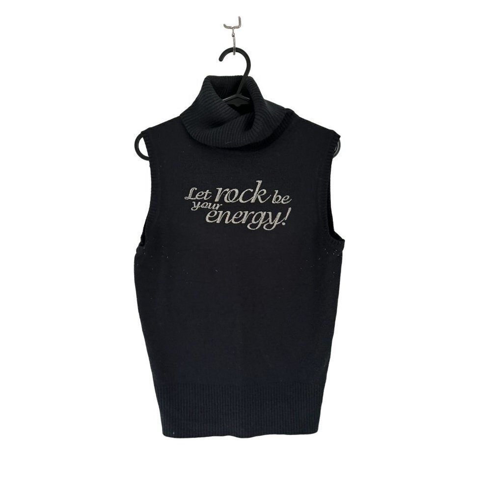 TERRANOVA LET ROCK BE YOUR ENERGY Knitted top sweater turtleneck black size med
